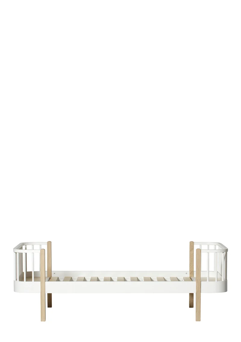Einzelbett 'Wood Original' Weiß / Eiche 200 x 90 cm