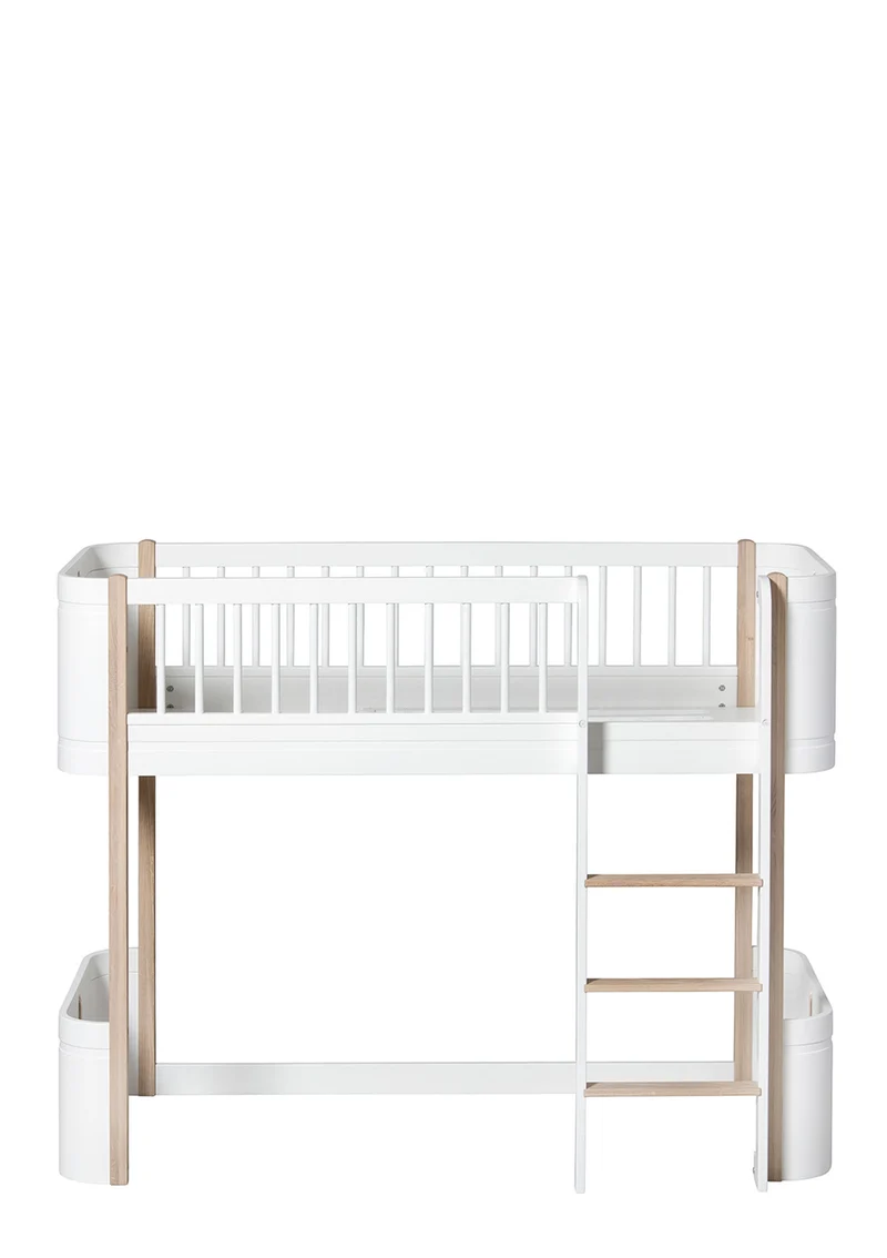 halbhohes Hochbett 'Wood Mini+' weiß / Eiche 162 x 68 cm