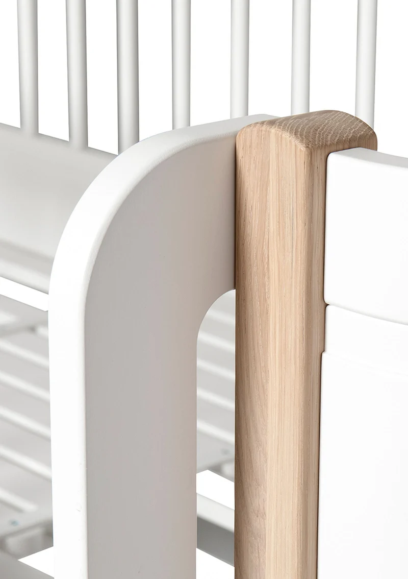 halbhohes Hochbett 'Wood Mini+' weiß / Eiche 162 x 68 cm
