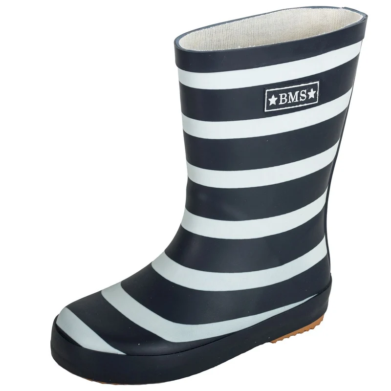 BMS Gummistiefel Naturkautschuk Blockstreifen marine 23