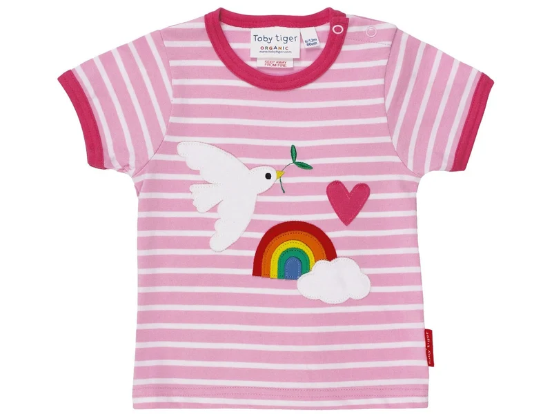 Toby Tiger Baby und Kinder T-Shirt Friedenstaube - gestreift 98 | 3yrs