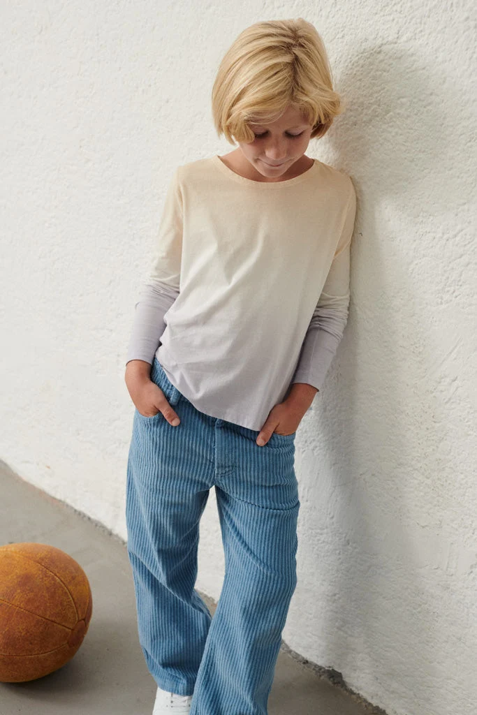 Timmy Longsleeve in beige / lila Dip-Dye für Kinder 98 & 110