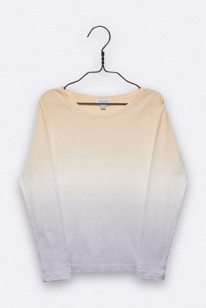 Timmy Longsleeve in beige / lila Dip-Dye für Kinder 98 & 110