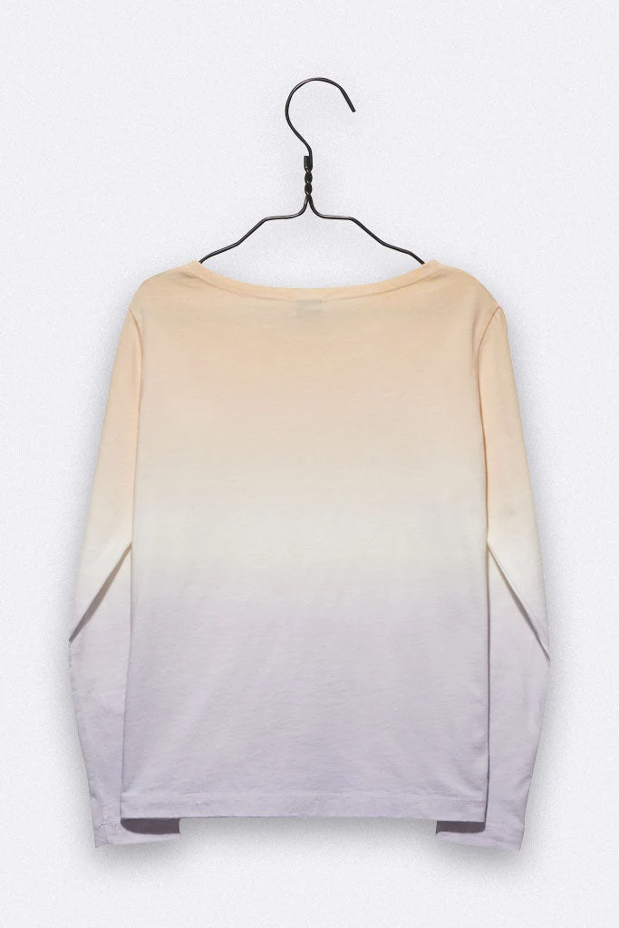 Timmy Longsleeve in beige / lila Dip-Dye für Kinder 98 & 110