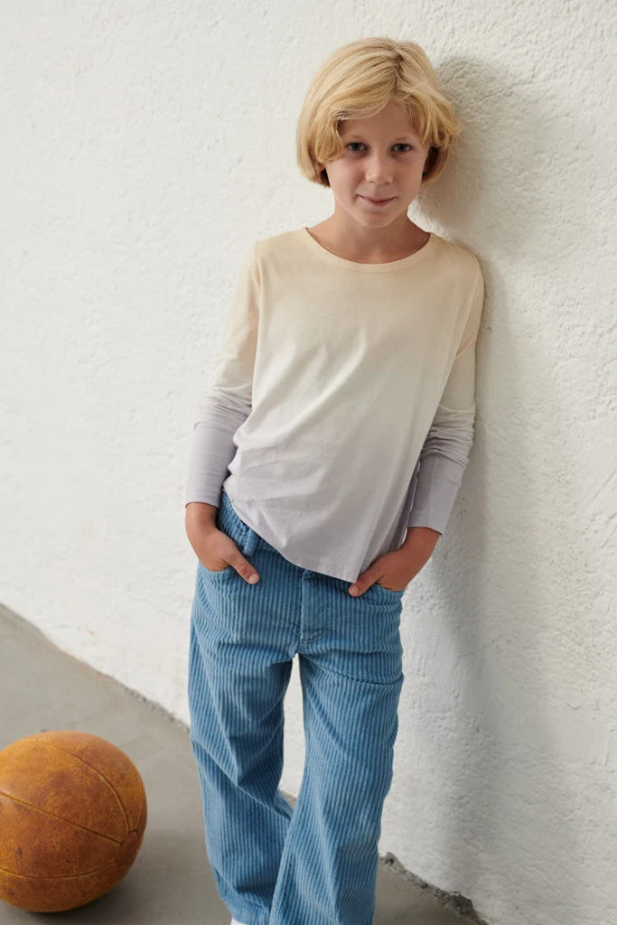 Timmy Longsleeve in beige / lila Dip-Dye für Kinder 98 & 110