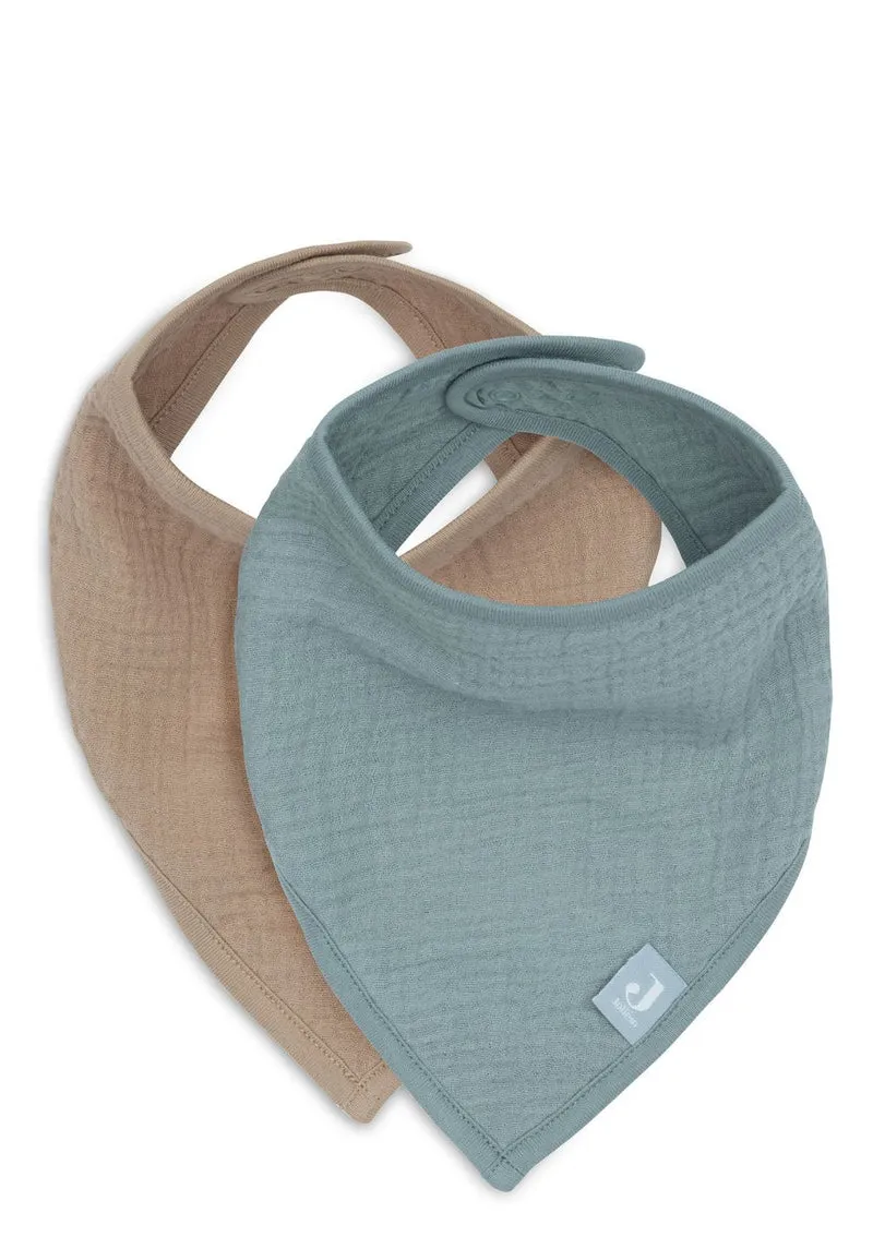 2er-Set Musselin Bandana Lätzchen Sea Green / Biscuit