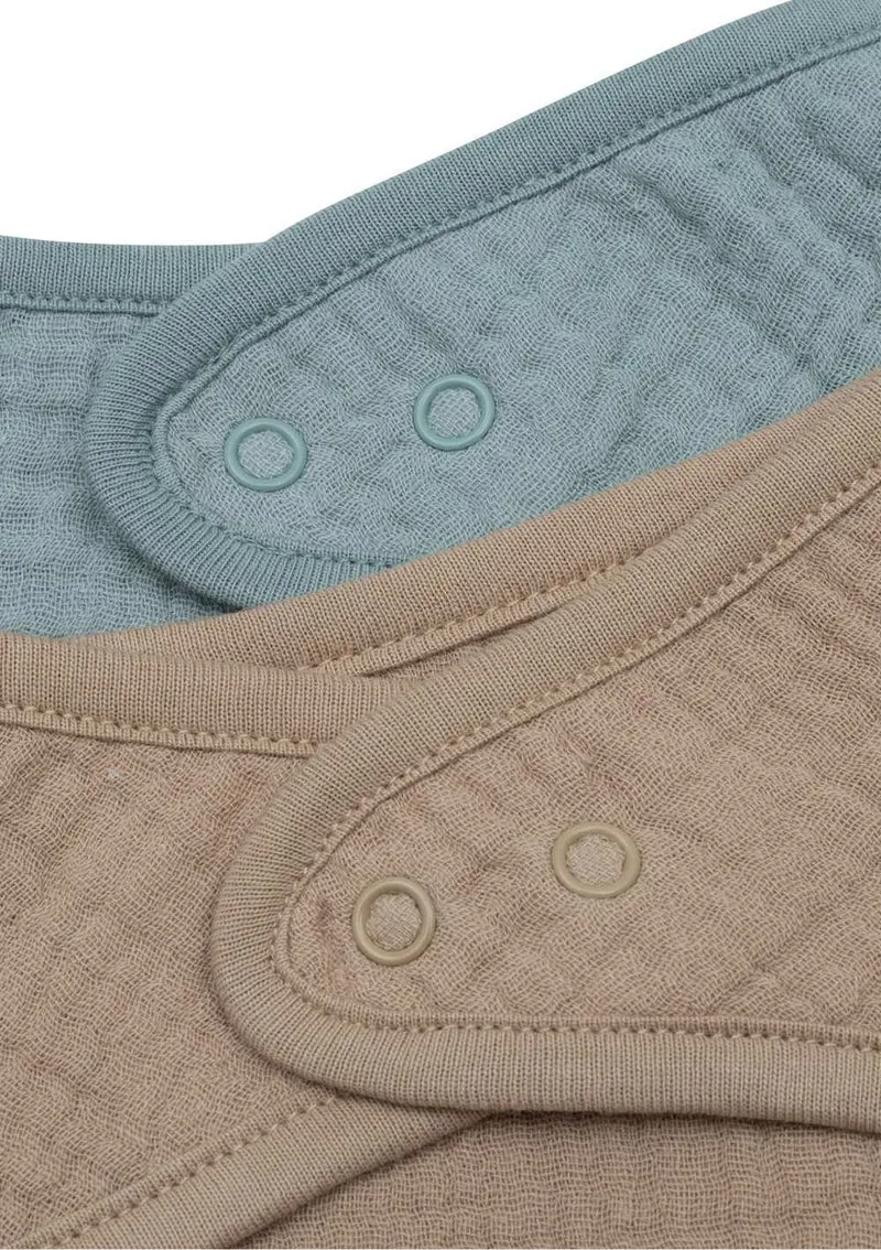2er-Set Musselin Bandana Lätzchen Sea Green / Biscuit