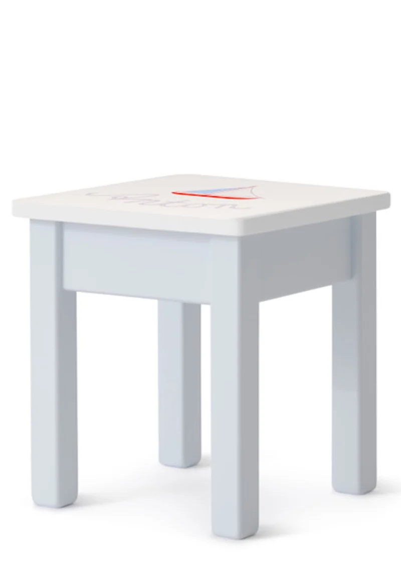 Kinderhocker hellblau handbemalt