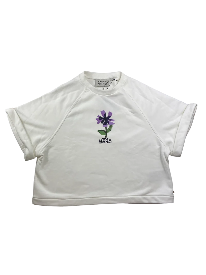 SCOTCH & SODA Sweatshirt Kurzarm bestickt Blume 176 | 16yrs