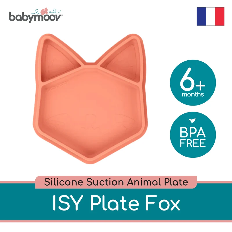 Babymoov Eats' ISY Silicone Suction Animal Plate - FOX/DOG