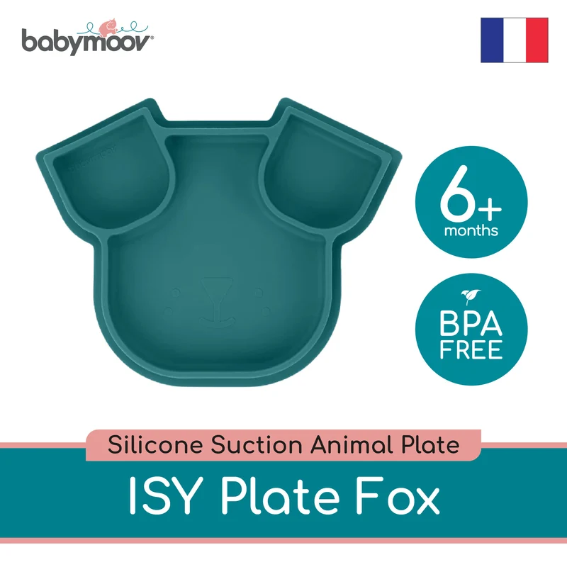 Babymoov Eats' ISY Silicone Suction Animal Plate - FOX/DOG