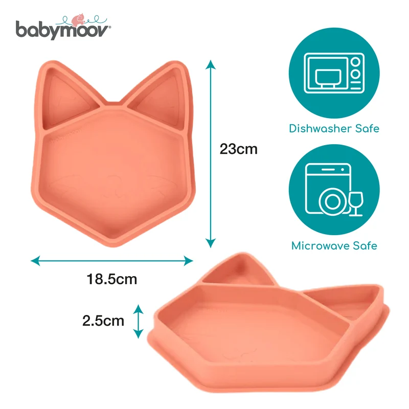 Babymoov Eats' ISY Silicone Suction Animal Plate - FOX/DOG