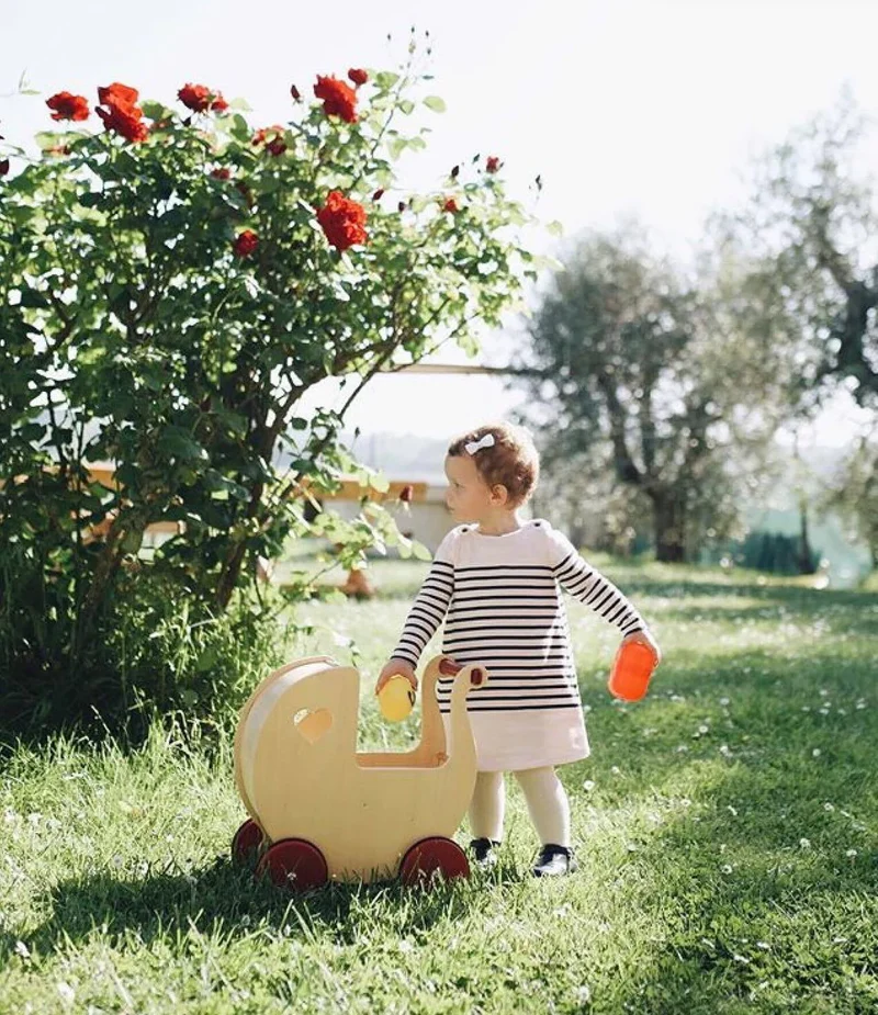 MOOVER Kindergarten Kinderwagen aus Holz – neu | stabiler Puppenwagen für Kita & Zuhause (ab 2 Jahren)