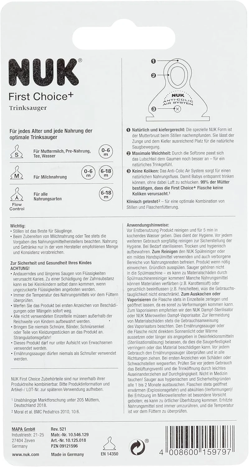 NUK First Choice smoczki silikonowe M 6 18m x2