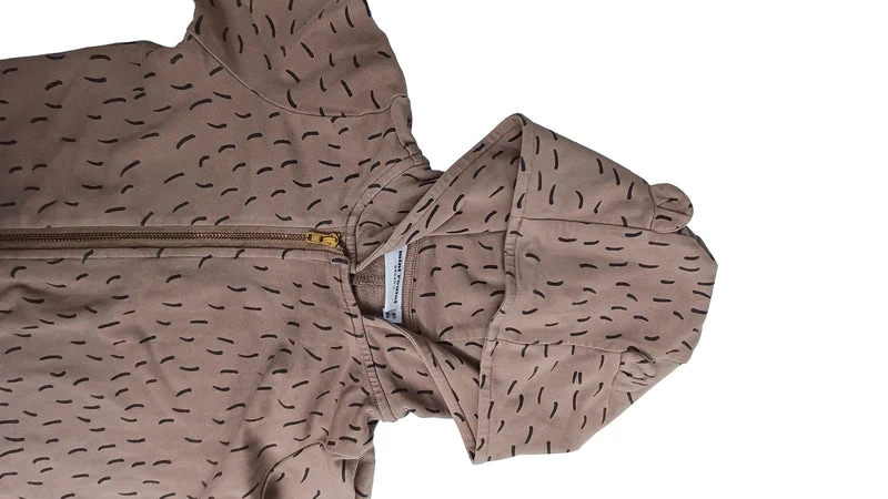 Mini Rodini Strampler/Jumpsuit braun mit Kapuze 80