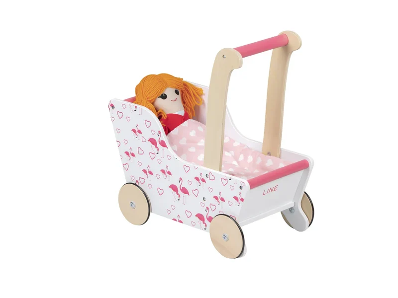 MOOVER - LINE Flamingo Puppenwagen OHNE Bettwäsche & Puppe