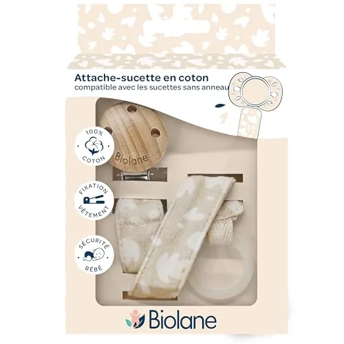 Biolane bawełniany klips do smoczka zawieszka