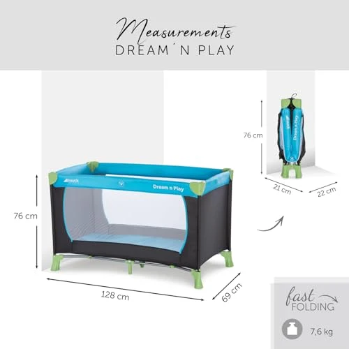 Hauck Dream N Play łóżeczko turystyczne Waterblue 120 x 60 cm