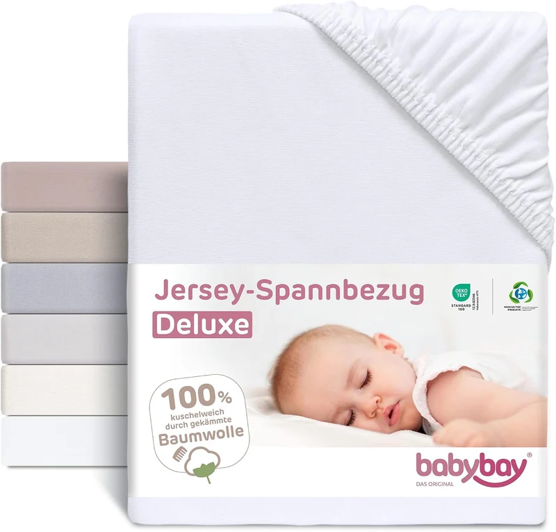 BABYBAY prześcieradło z gumką jersey DELUXE 89x50 cm