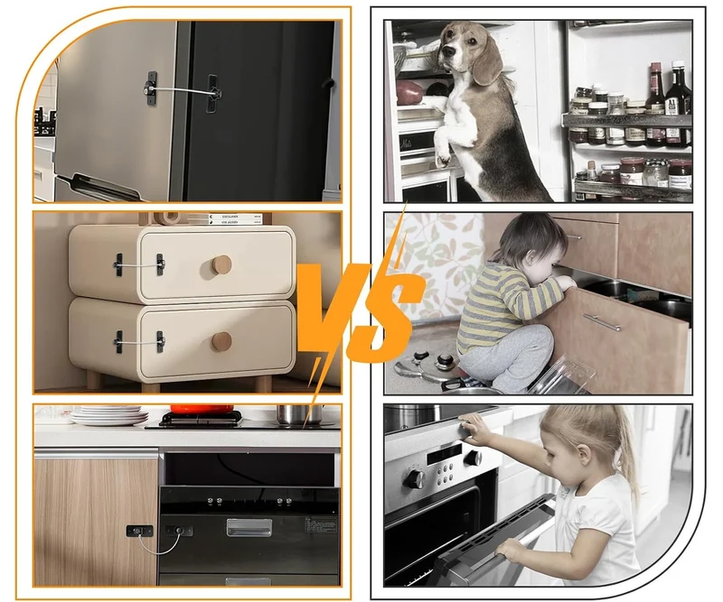 CHILD SAFETY LOCK stalowe zabezpieczenie przed dziećmi do szafek i szuflad x1