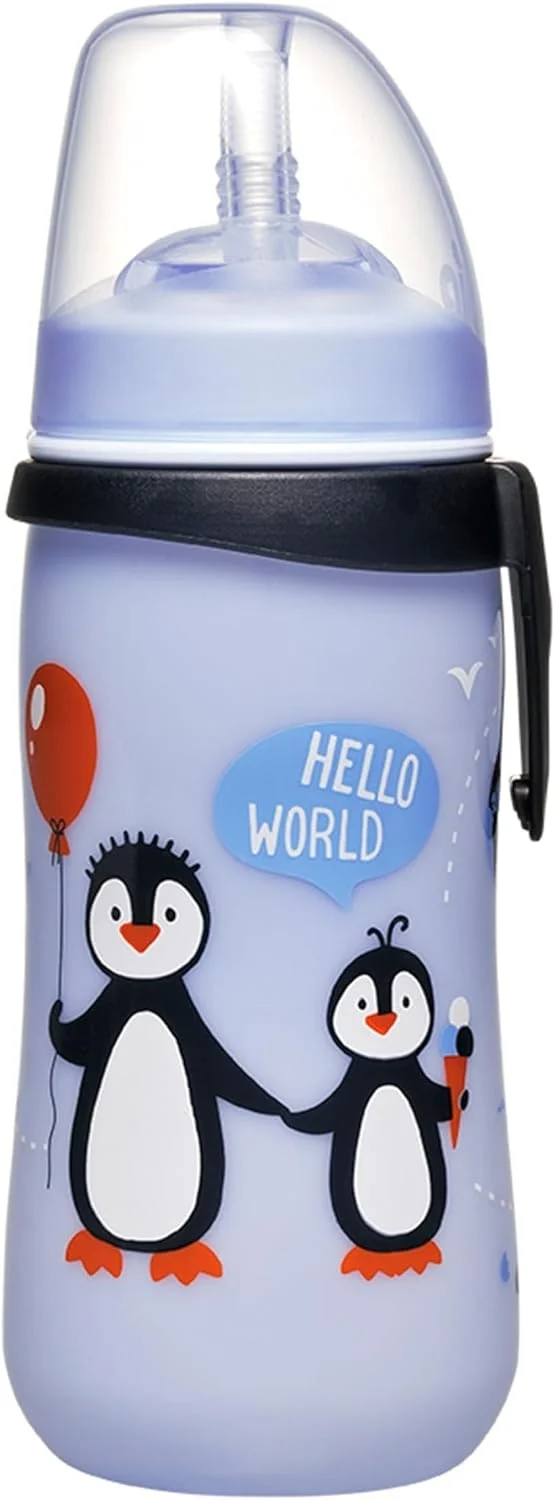NIP Straw Cup kubek niekapek ze słomką 330 ml 12 m+ PINGWINY