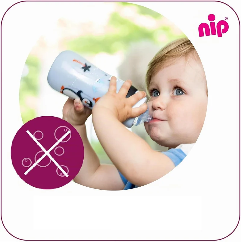 NIP Straw Cup kubek niekapek ze słomką 330 ml 12 m+ PINGWINY