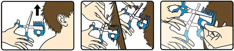 CALMING CLIPPER nożyczki do włosów + 9 grzebieni prowadzących i fartuch