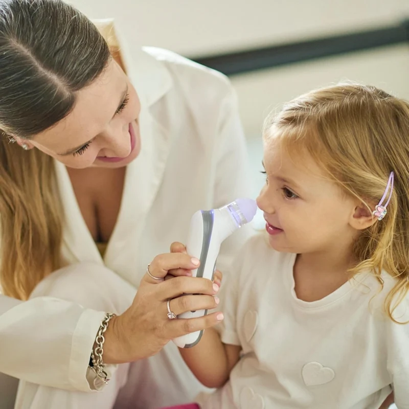 NUVITA aspirator do nosa z lampką i muzyką + 3 końcówki, etui i pęseta