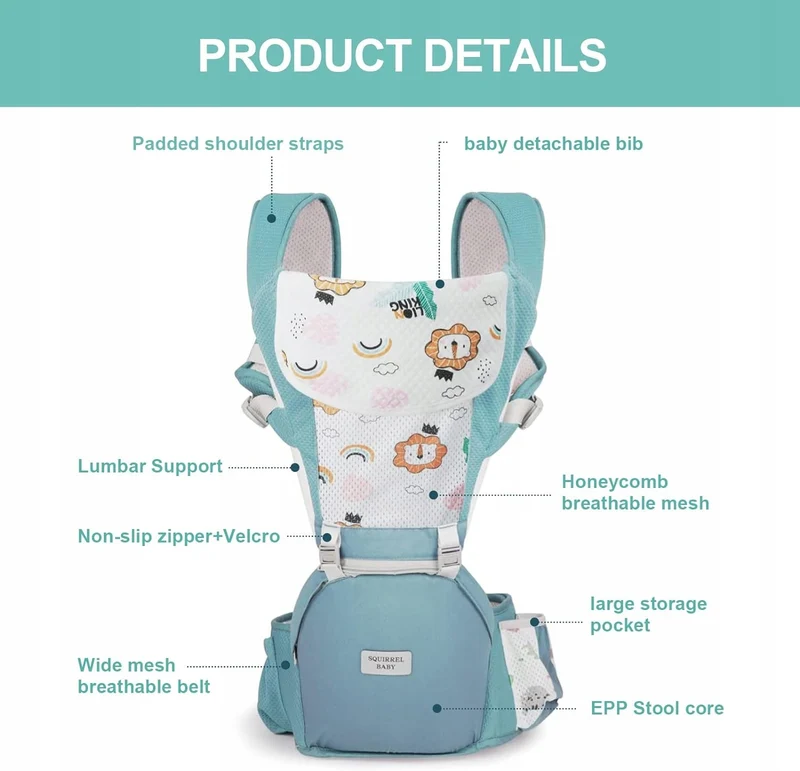 NUKIED nosidełko ergonomiczne z pasem biodrowym 6w1
