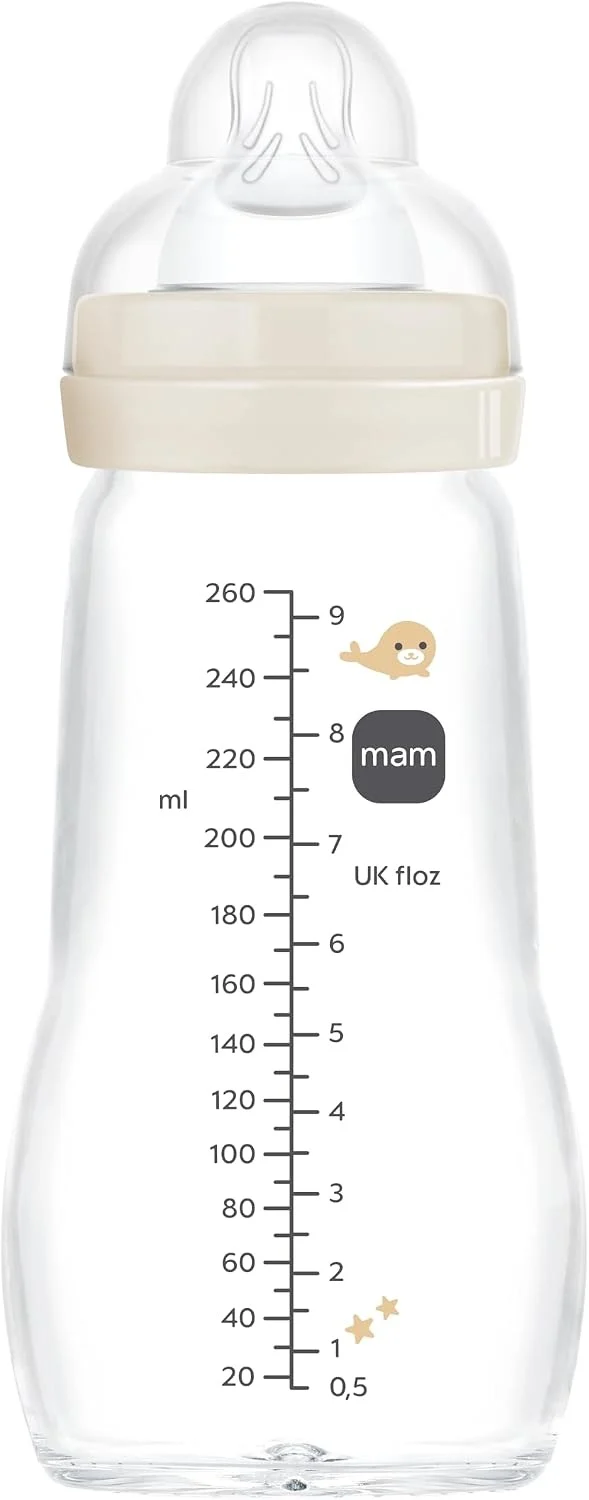 MAM Feel Good butelka szklana 260 ml 2 m+ smoczek 2 STWORZENIA MORSKIE