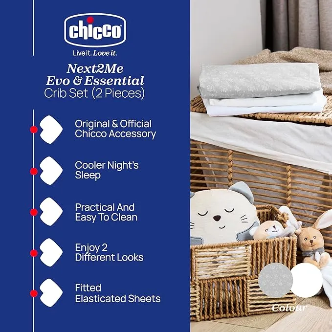 CHICCO NEXT2ME prześcieradło do łóżeczka x2 50x83cm