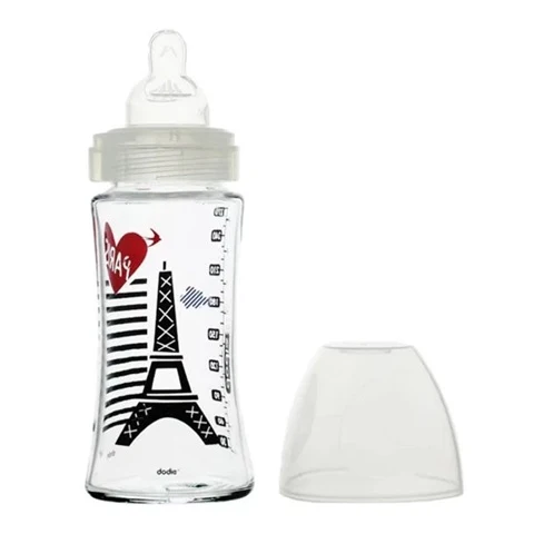 DODIE Sensation+ PARYŻ szklana butelka 270 ml 0-6 m smoczek 2 średni przepływ