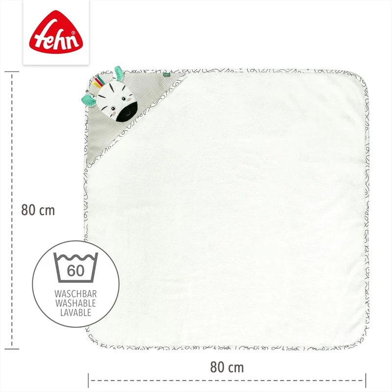 FEHN zebra ręcznik z kapturem 80x80 cm