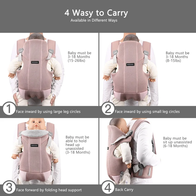 BEBAMOUR nosidełko ergonomiczne do 12kg 3w1