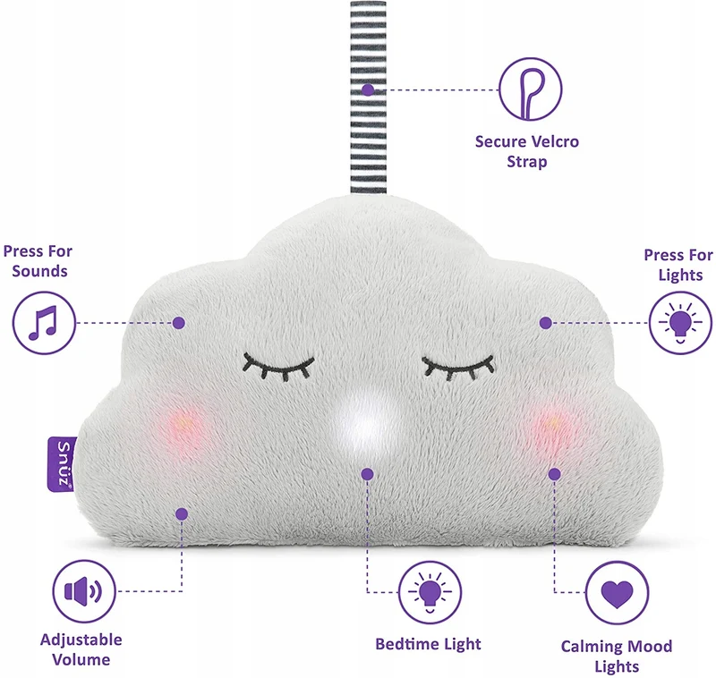 SNUZcloud pluszowy USYPIACZ szum bicie serca i światełka