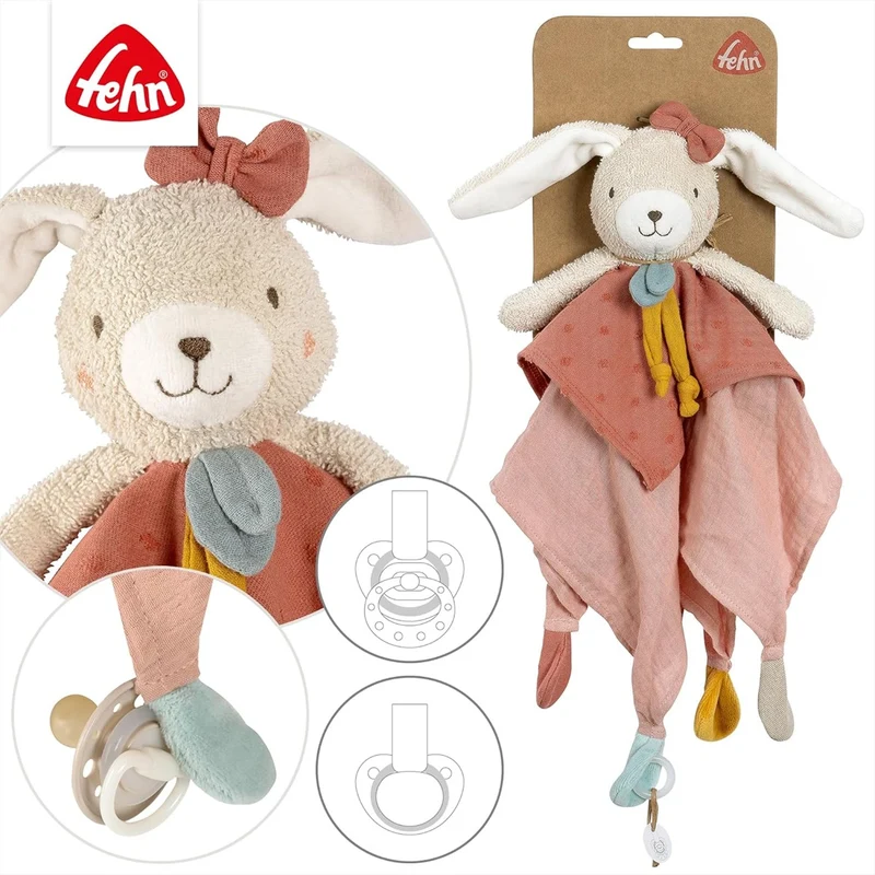 FEHN Natur bawełniany komforter kocyk przytulanka ZAJĄC 37 cm