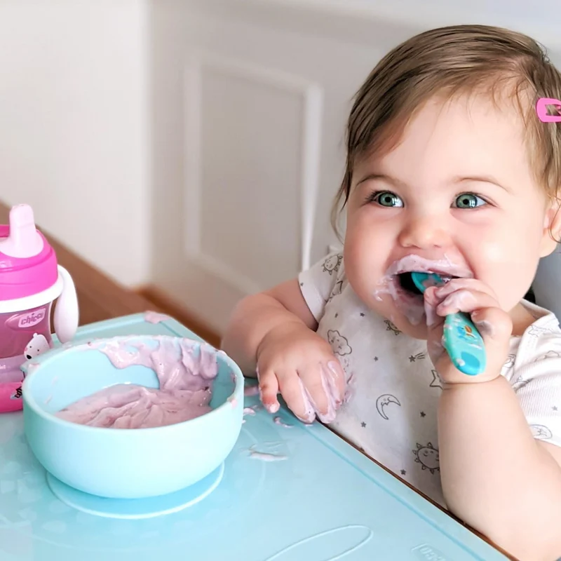 CHICCO Easy Start zestaw silikonowy miska łyżeczka śliniak