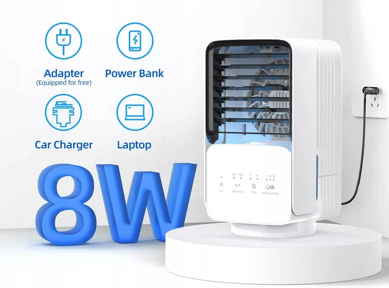OMISOON Air Cooler mini klimator 700 ml z panelem dotykowym i lampką