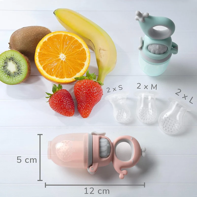 TABRIX gryzak podajnik na owoce dla dzieci 3 m+ 2 sztuki 6 ustników