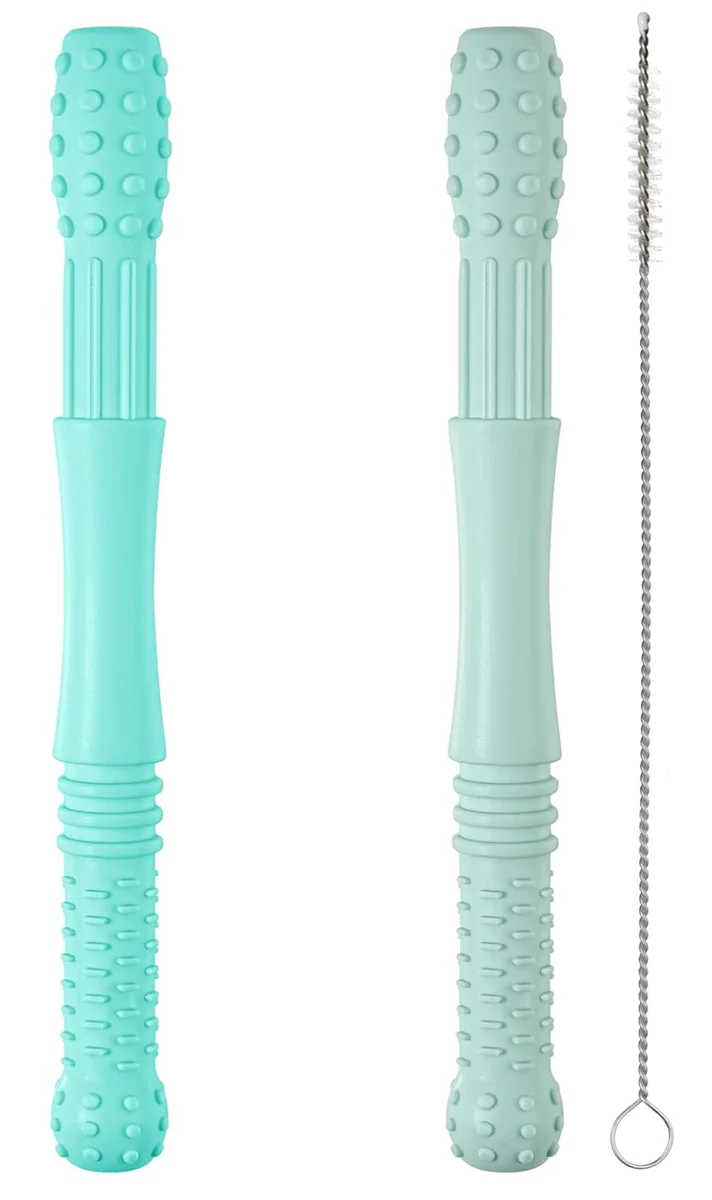 HOPTON silikonowy gryzak masujący 2 sztuki + szczotka do czyszczenia 16,8 cm