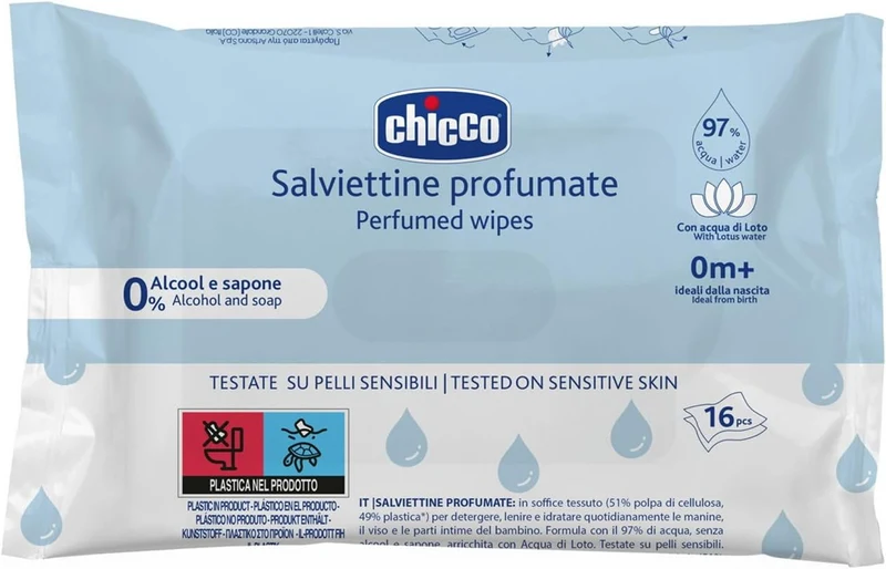 CHICCO pachnące chusteczki nawilżane z ekstraktem z kwiatu lotosu x16