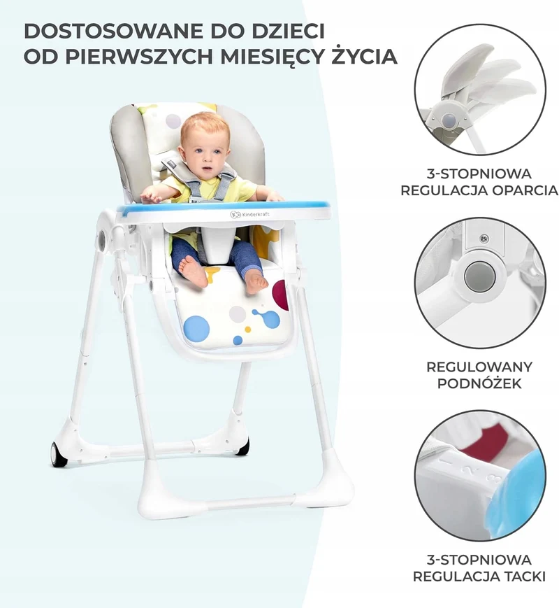 KINDERKRAFT YUMMY krzesełko do karmienia z blatem