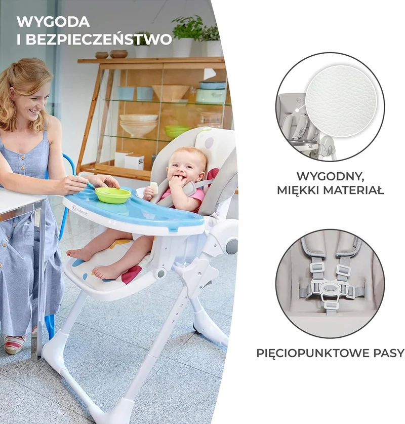 KINDERKRAFT YUMMY krzesełko do karmienia z blatem