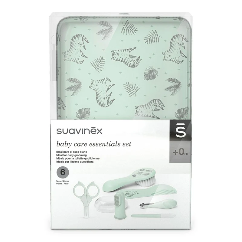 SUAVINEX zestaw do pielęgnacji dziecka 6 elementów + etui TYGRYS