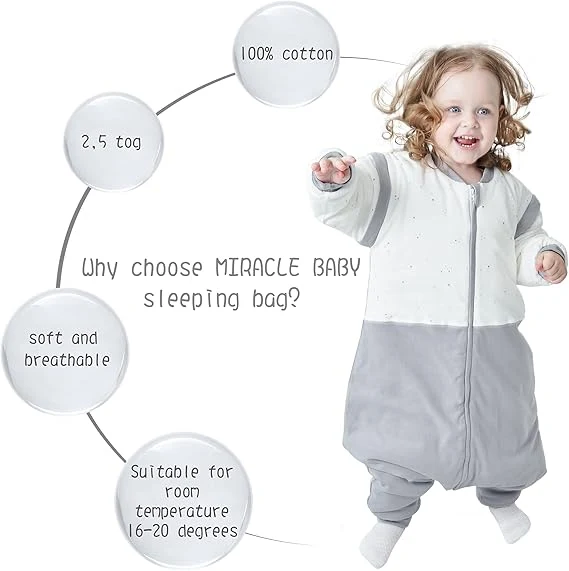 MIRACLE BABY śpiworek do spania zimowy 2,5TOG 90 odpinane rękawy