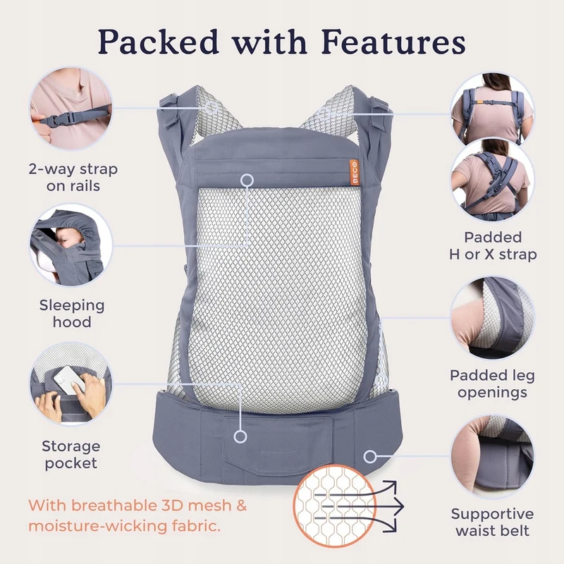 BECO TODDLER nosidełko klamrowe 9-27kg mesh 3d