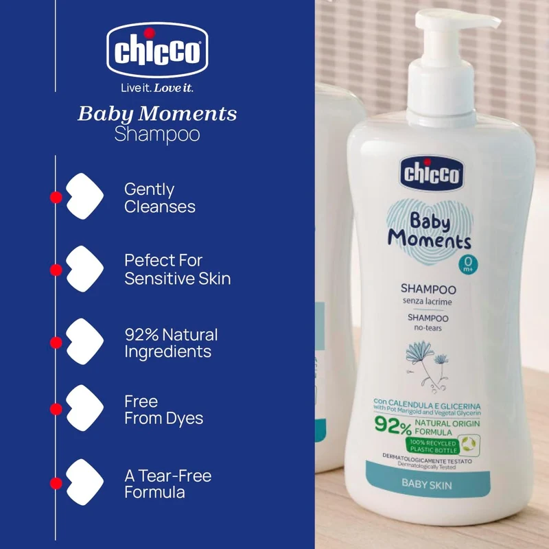 CHICCO BabyMoments szampon do włosów 500 ml 0m+