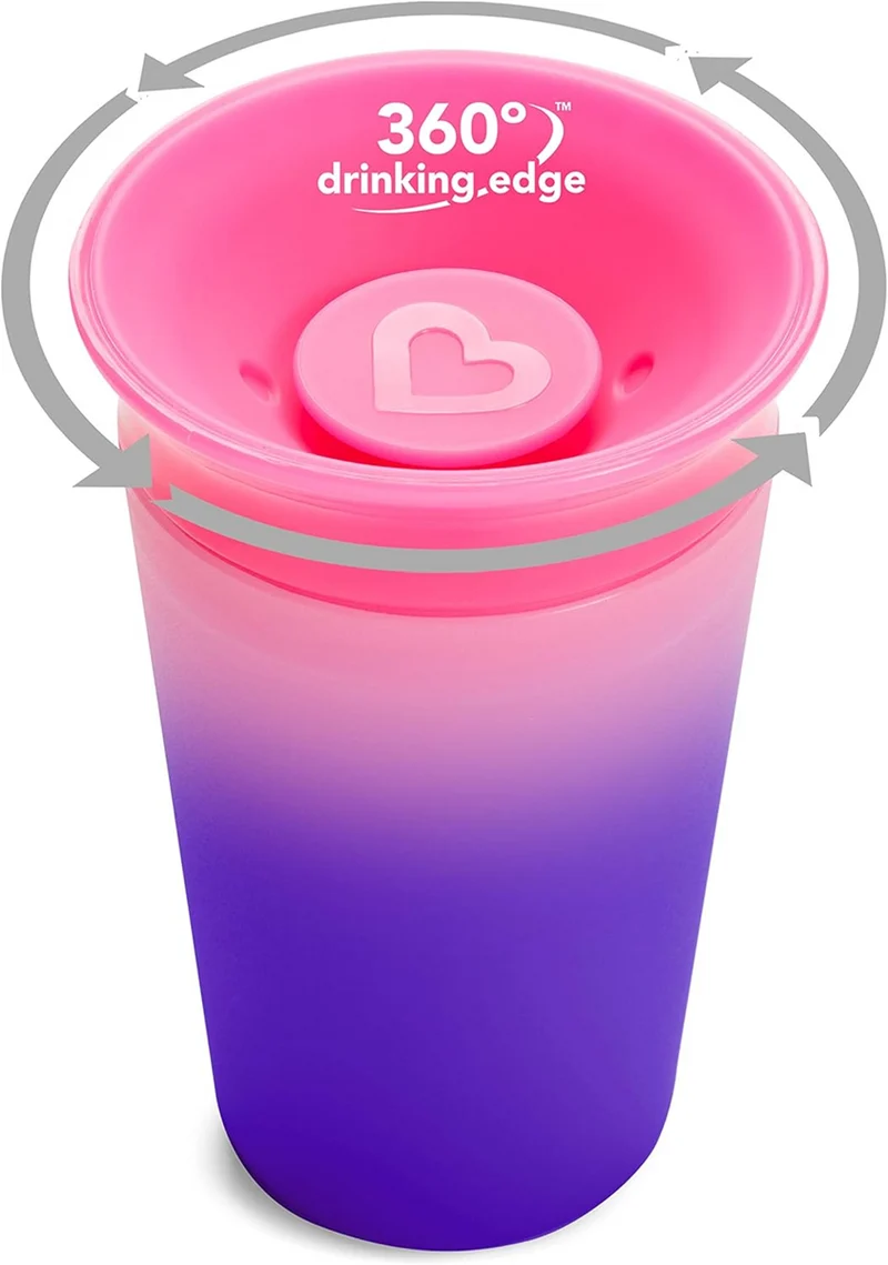 MUNCHKIN Miracle kubek niekapek zmieniający kolor ustnik 360° 266 ml 12 m+