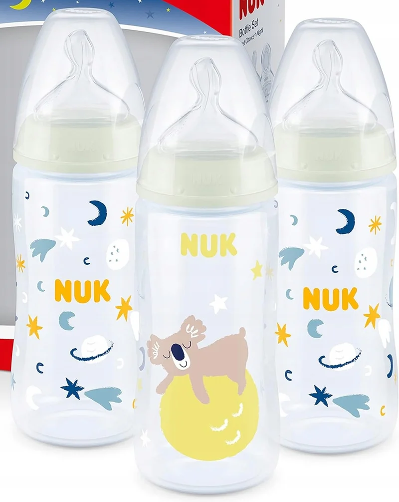 NUK First Choice+ Night zestaw 3 świecące butelki 300 ml 6-18 m smoczek M