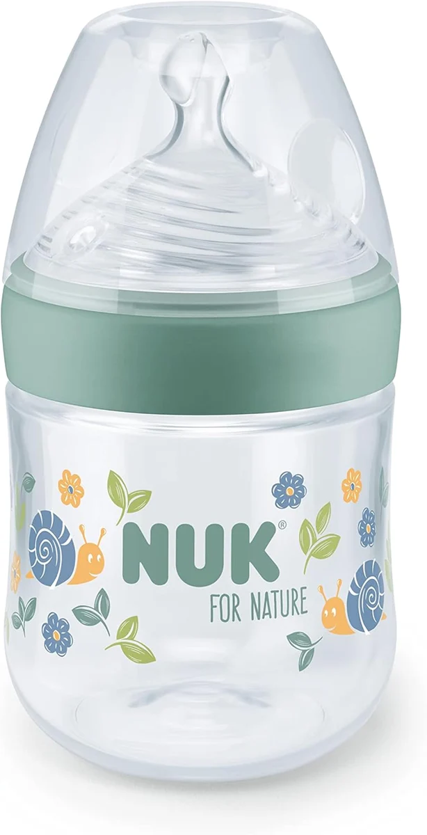 NUK For Nature butelka 150 ml 1 m+ smoczek S wolny przepływ kontrola temperatury